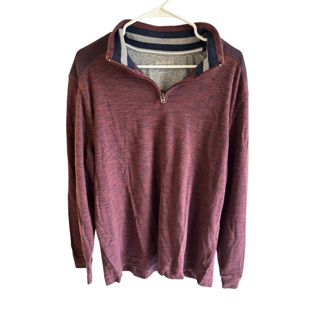 Method Men's Large Red Maroon Quarter Zip Pullover